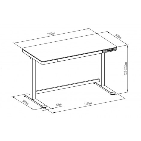 Digitus | Electric Height Adjustable Desk | 72 - 121 cm | Maximum load weight 50 kg | Metal | White - 5